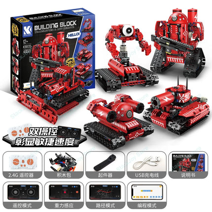 5-in-1 Series Technical Transformer Intelligent Robot Building Block With Remote Control APP Programmable STEM Toy For Kid Adult