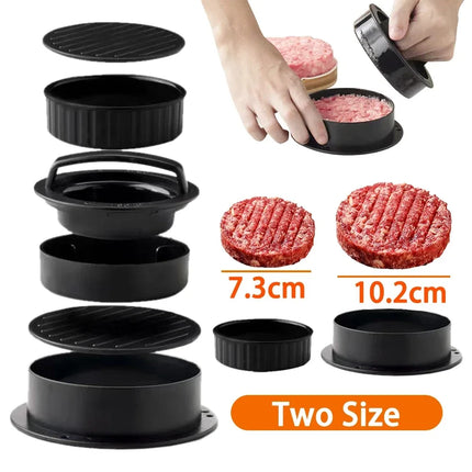 Hamburger Press Patty Maker Burger Press 3 in 1 Non-Stick Meat Beef Veggie Hamburger Mold Kitchen Gadgets to Make Patty