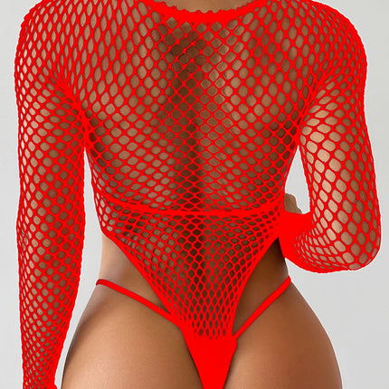 Erotic Women Sexy Fishnet Hollow Swimsuit High Fork Thongs Sexy See-Through Exotic Bikini Underwear Transparent Bodysuits