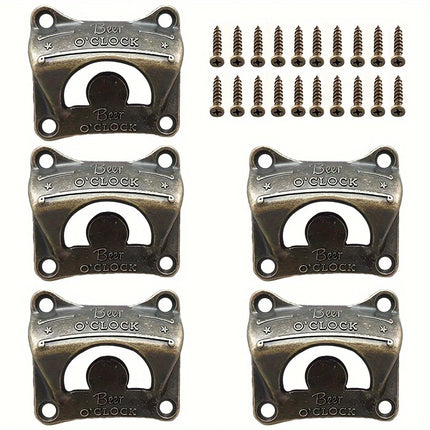1/5/10pcs"Beer O' Clock" Bottle Opener Wall Mounted Retro BBQ DIY Solid Beer Opener Tools Bar Decorative  Opener Kitchen Gadgets