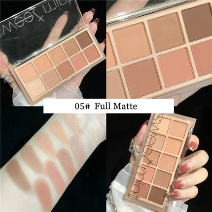10 Colors Eye Shadow Palette Glitter Pearly Eyeshadow Nude Shiny Long Lasting Waterproof Charming Eyes Make Up Palette Cosmetics