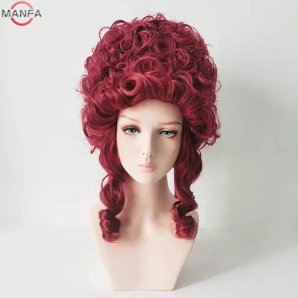 Marie Antoinette Cosplay Wigs Princess Medium Curly Heat Resistant Synthetic Hair Wig + Wig Cap