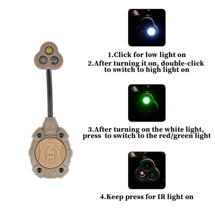 WADSN Airsoft Tactical Helmet Strobe Light 3 Mode IR Green Red LED Fast Helmet Lamp Survival Safety Flashlight for Hunting