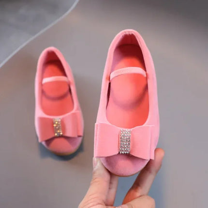 Little Girl Leather Shoes Simple Fashion Children Princess Shoes Solid Color Flats Causal Kids Versatile Bowtie Loafers Moccasin