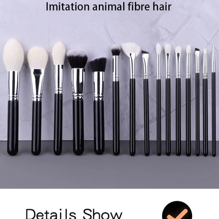 15 Pcs Makeup Brush Set Cosmetic Brushes Makeup Brushes Goat Hair for Eyebrow Eyeshadow Foundation Travel Portable with Pouch