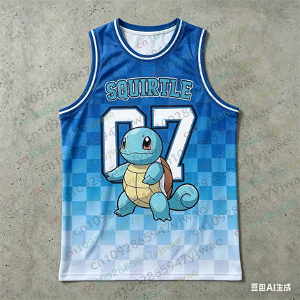 Basketball Jersey Pikachu Charizard Eevee Anime Tank Top Loose Quick Drying Breathable Sports Vest Summer Adult Kid's Tank Top
