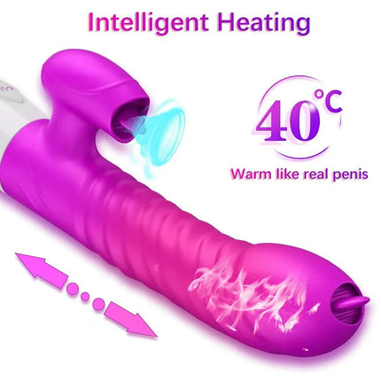 Thrusting Vibrator for Women Licking G Spot Clitoral Nipple Stimulator Heating Realistic Dildo Masturbation Adult Sex Toys