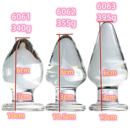 Anal Plugs Large 6CM Glass Transparent Vaginal Dilation Masturbator