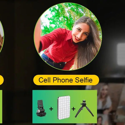 Minifocus Selfie Light, 60 LED 2200mAh Rechargeable Cell Phone Fill Light 7 Modes, 10-Level Brightness, Portable Clip on Light