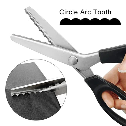 23.5cm Pinking Shears Handled Professional Stainless Steel Dressmaking Sewing Craft Scissors Zig Zag Fabric Decorative Edge Tool