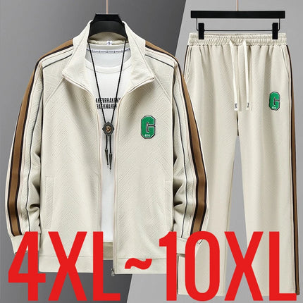 Big Size 10XL Tracksuit Pants Men Straight Fit Wide Leg Track Suit Trouser Male Spring Autumn Baggy Plus Large Elastic Loose 2pc