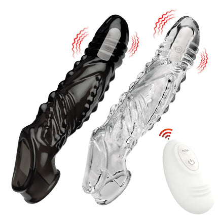 Wireless Vibrating Condoms Enlargement Delay For Men Reusable Dildo Vibrator Penis Ring Sleeve Adult Sex Toy Sex Product 2024