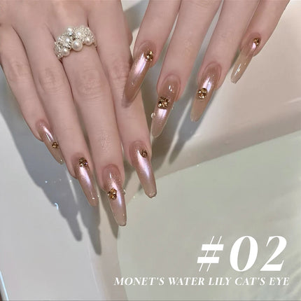 MIANEL 12ML 1-8PCS Lychee Green Lotus Ultra Sparkling Cat Eye Gel Polish High-Density Mirror Glass Bead 2025 Autumn New Arrival