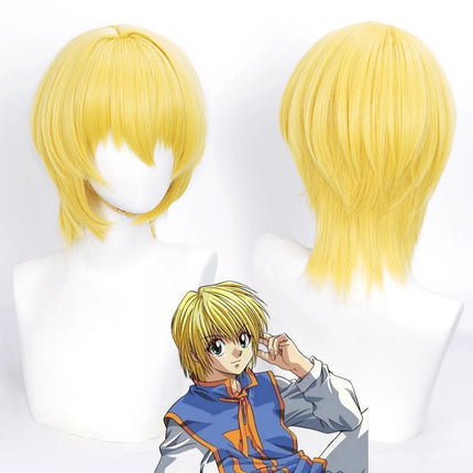 Cosplay Wig Cos Kurapika Anime Wig Short Yellow Synthetic Wig with Bangs Cosplay Wig Anime Wig Man Daily School