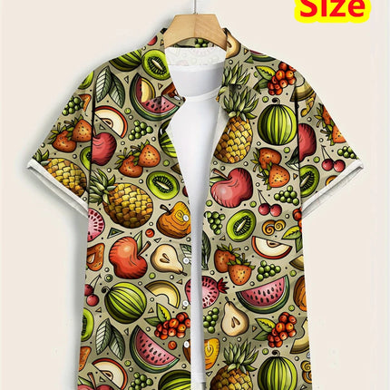 Hawaiian Men's Shirt Abstract Banana Pineapple 3D Printing Tee 2025 Funny Fruit Summer Blouse Lapel Short Sleeves Shirts Tops