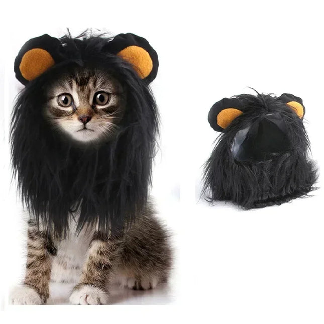 Cat Cosplay Dress Up Pet Hat Lion Mane for Cat Puppy Lion Wig Costume Party Decoration Halloween Christmas Gatos Pet Supplies