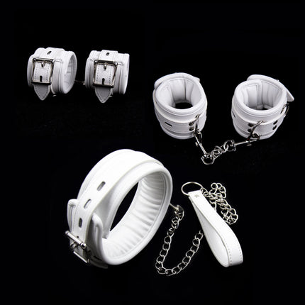 Thierry Luxury Soft white Bondage Restraints Handcuffs Collar Wrist Ankle Cuffs for Fetish Erotic Adult Games Couple Sex Product