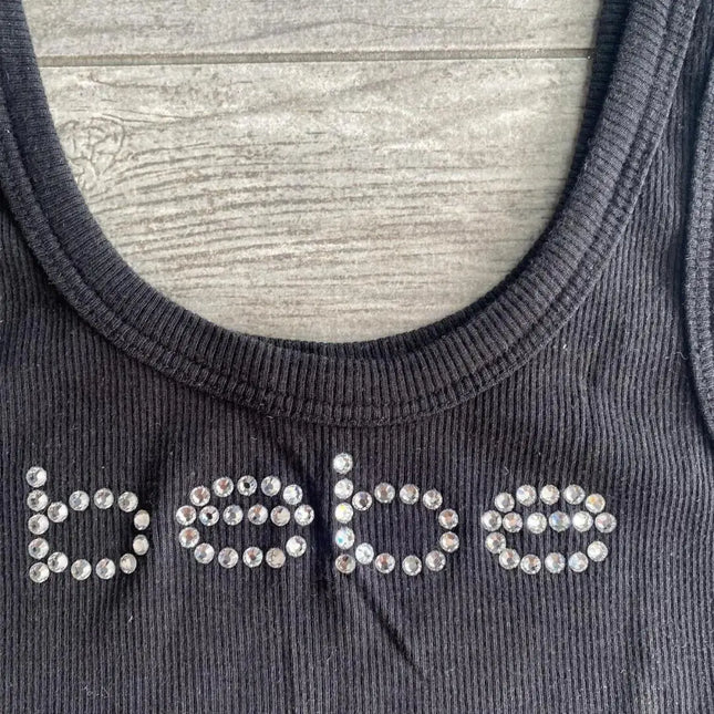 Vintage Sleeveless Tank Top Letters Summer Print Personality Crop Top Sleeveless Slim Streetwear Punk Y2K Baby Tee Short Sleeve