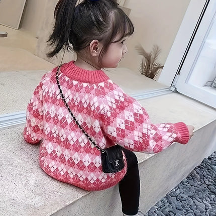 Children's Sweater Winter New Style Girls' and Boys' Pullover Round Neck Knitwear Baby Upper Body Warm Clothing
