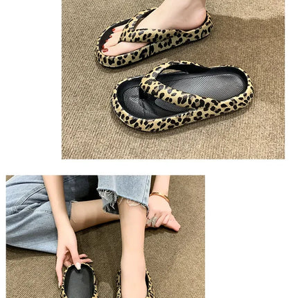 2025 Women Plaid Thong Flip Flops Summer Thick Platform Slides Ladies Non Slip Clip Toe Slippers Soft Casual Outdoor Beach Shoes
