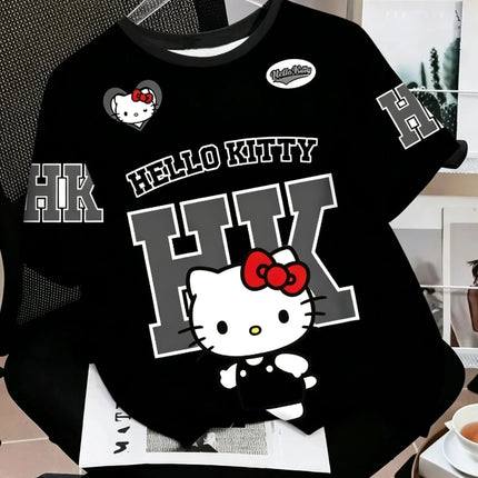 The bestseller Summer Men Women Unisex Short Sleeve T-Shirts Breathable Quick Drying Couple Casual T-shirt Hello Kitty HK Tee