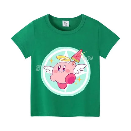 Star Kirbys Summer Short Sleeve Kid Cute T-shirt Colorful Tops Baby Cartoon Fashion Tee Kawaii Game Boy Girl Casual Clothes Gift