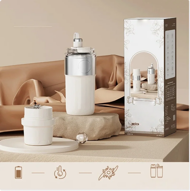 Insulated Juicer Double Layer Vacuum 304 Stainless Steel Juicers 350ml USB Charge Portable 26 Blades Strong Power Fresh Juicer
