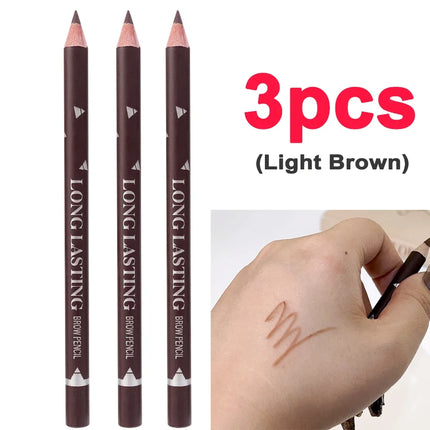 3pcs Waterproof Eyeliner Eyebrow Pencil Professional Long Lasting Natural Eye Brow Enhancers Non-smudge Eyeliner Eyes Cosmetics