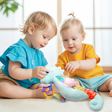 1pc baby soothing toy seahorse plush toy, sleeping, traveling, riding,  car hanging early education interactive puzzle plush toy