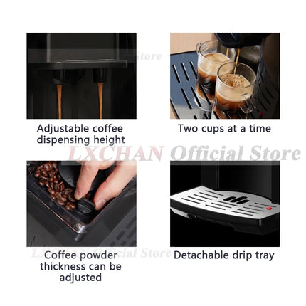 HomeWise Full Automatic 19 Bar Coffee Maker Coffee Bean Grinder Milk Foam Espresso Coffee Machine Hot Water and Milk Froth