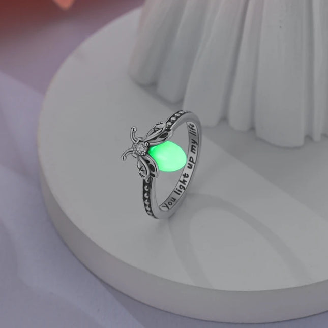 Fashion Original Luminous Firefly Rings 100% 925 Silver Eternal Heart-Shaped Zircon Rings Fine Wedding Engagement Jewelry Gifts