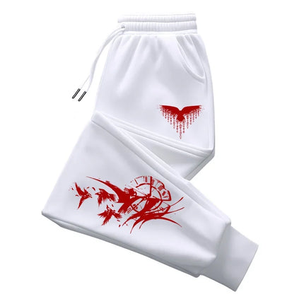 Raven Print Casual Trousers Men Autumn Winter Jogger Pants Sweatpants Sport Comfortable Outdoor Home Wear 2025 Y2k Man Clothes