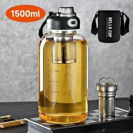 Large Capacity Glass Water Bottles With Tea Strainer Travel Portable Tea Infuser Bottle For Sport Camping Drinkware Gift For Man