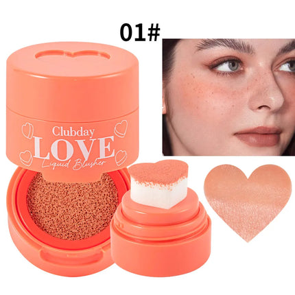 Heart Shaped Blush Stick with Sponge Head Stamp Design Waterproof and Sweat Proof to Modify Cheeks to Be Naturally Rosy