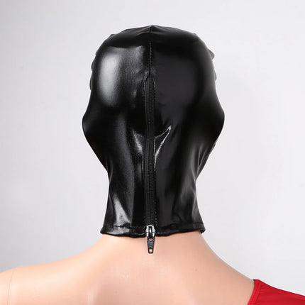 Women Mens Cosplay Face Mask Shiny Bronzing Cloth Open Mouth and Eye Glued Headgear Head Cover Couples Adult Products Sex Toys