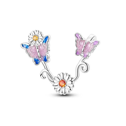 Original Charms 925 Sterling Silver Butterfly Pendant Dragonfly Flowers Bead For Women Necklace DIY Bracelet Fine Jewelry Gift