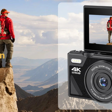 4K Digital Camera for Photography 64MP WiFi Video Camera for YouTube 18X Digital Zoom Auto-focus Vlog Cameras with Flip Screen