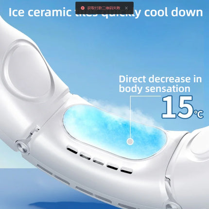 Neck Hanging Fan with TEC Semiconductor Cooling, 100 Speed, Quiet, No-Leaf, LED Display, Long Battery Life