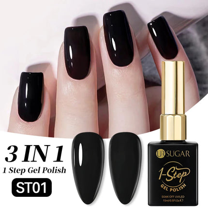 UR SUGAR 15ml Black White 1-step Gel Polish 3 IN 1 Gel Nail Polish Nail Art Soak Off LED UV Gel Nail Varnishes For Nail DIY Arts