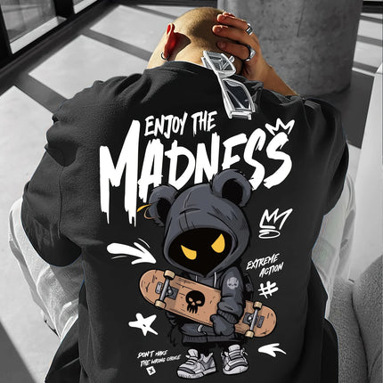 Hot selling fashionable men's cartoon letter printed comfortable and breathable round neck T-shirt outdoor street style top