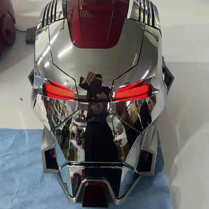 Silver Red MK5 pro Max Helmet Collectible Ornament - Voice Remote Control Automatic Functions Upgrade Version Ideal Gift
