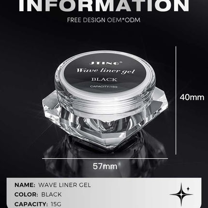 JTING 1/3pcs Professional Black Wave Liner Gel Polish 3D Effect Sticky Diamond Modelling Gel Nail Polish