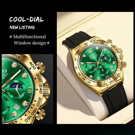 OLEVS 2875 Fashion Men's Watch Luxury Original Moon Phase Calendar Wristwatch Chronograph Luminous Waterproof Watch For Men