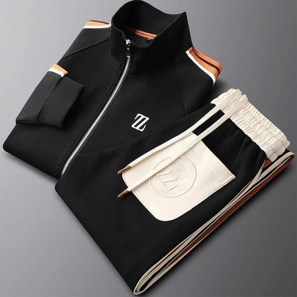 New Men's Autumn Stand-Collar Casual Sports Suit - Trendy Fashion Activewear with Long-Sleeve Top and Straight-Leg Pants