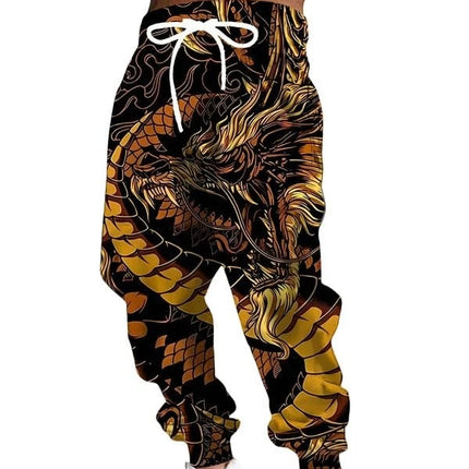 2026 Fashion New Limited Edition Five Claw Golden Dragon Texture 3D Printed Loose Outdoor Hip Hop Street Casual Sports Pants