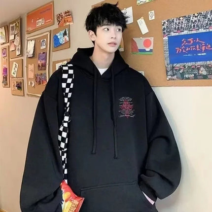 【M-8XL】Autumn/Winter American Retro Cross Hoodie for Men's Trendy High Street Fashion Loose Oversized Hoodie Jacket Men