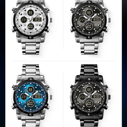 OLEVS 2024 New Mens Watches Top Brand Luxury Sport Digital Quartz Wristwatch For Men All Steel Military Waterproof Clock+Box