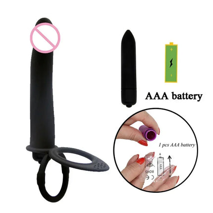 10 Speed Strapon Dildo Vibrator Double Penetration Anal Vaginal Prostate Massager Silicone Waterproof Rechargeable Adult Sex Toy