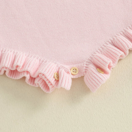 Citgeett Summer Infant Baby Girls Ruffle Knit Bodysuit Bow Embroidery Flying Sleeve Jumpsuits Fall Clothes
