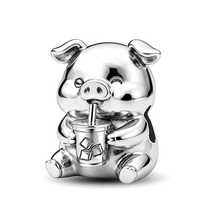 925 Sterling Silver Hedgehog Dinosaur Animal Series Spot Dog Charms Beads Fit Original Pan Bracelet High Quality DIY Jewelry
